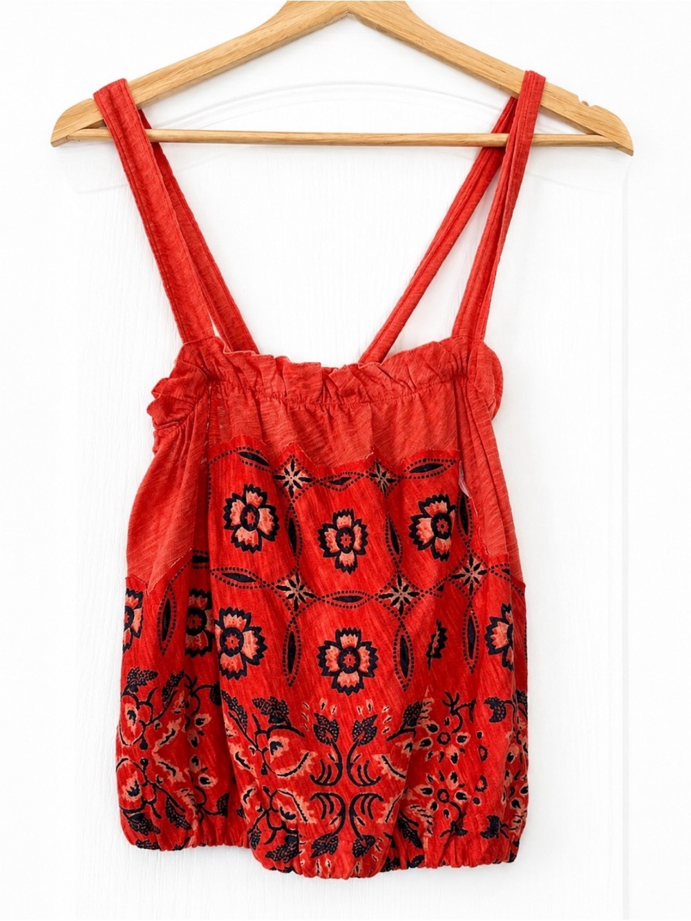 Free People Red Floral Embroidered Tank